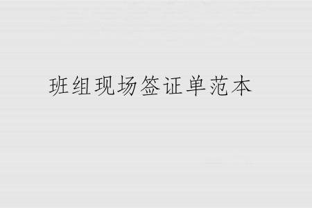 班组现场签证单范本