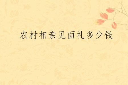 农村相亲见面礼多少钱