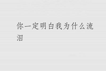 你一定明白我为什么流泪