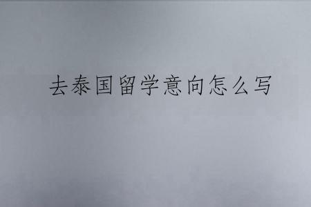 去泰国留学意向怎么写