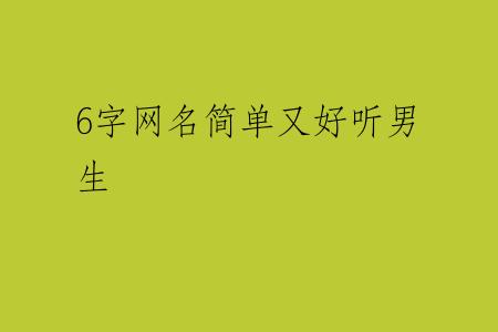 6字网名简单又好听男生