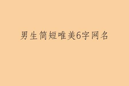 男生简短唯美6字网名