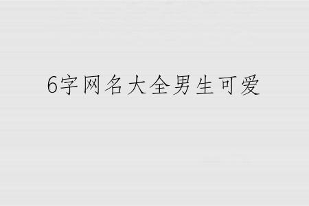 6字网名大全男生可爱