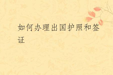 如何办理出国护照和签证