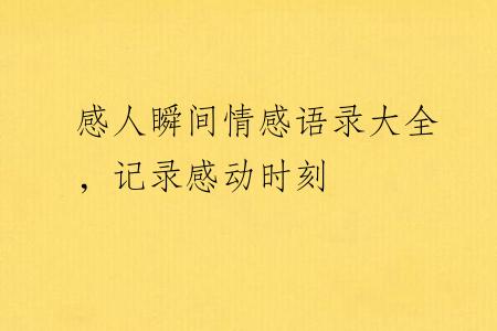 感人瞬间情感语录大全，记录感动时刻