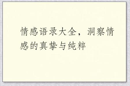 情感语录大全，洞察情感的真挚与纯粹