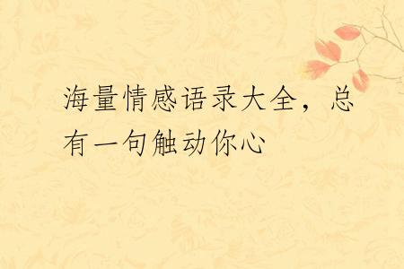 海量情感语录大全，总有一句触动你心