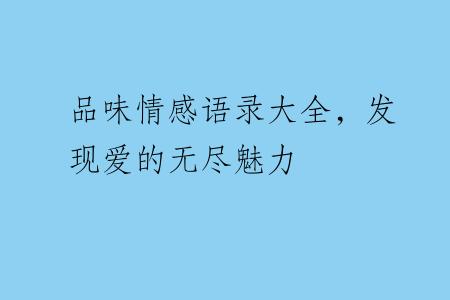 品味情感语录大全，发现爱的无尽魅力
