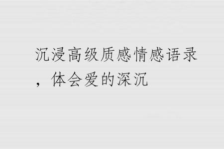 沉浸高级质感情感语录，体会爱的深沉
