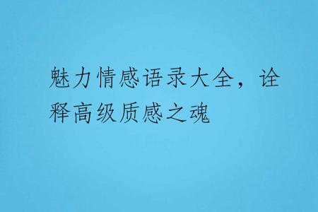 魅力情感语录大全，诠释高级质感之魂