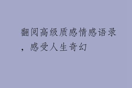 翻阅高级质感情感语录，感受人生奇幻