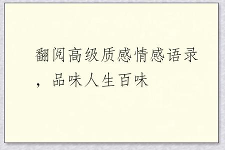 翻阅高级质感情感语录，品味人生百味
