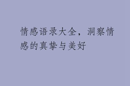 情感语录大全，洞察情感的真挚与美好
