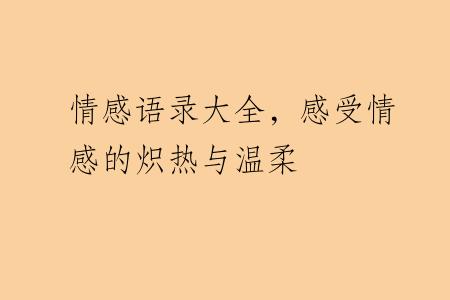 情感语录大全，感受情感的炽热与温柔