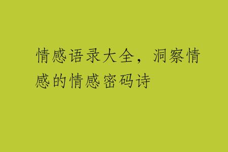 情感语录大全，洞察情感的情感密码诗