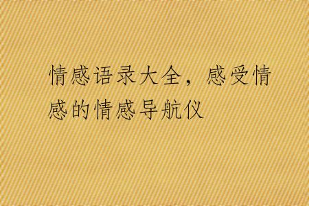 情感语录大全，感受情感的情感导航仪