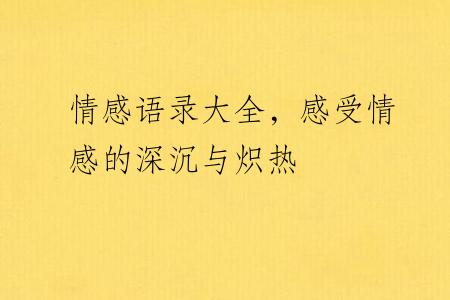 情感语录大全，感受情感的深沉与炽热