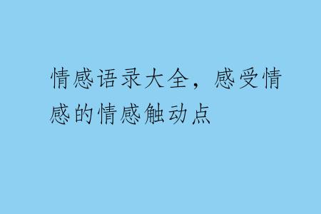 情感语录大全，感受情感的情感触动点