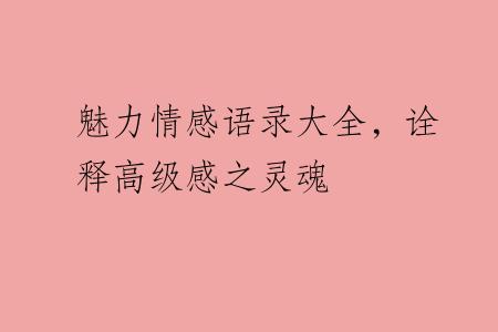 魅力情感语录大全，诠释高级感之灵魂