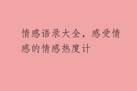 情感语录大全，感受情感的情感热度计