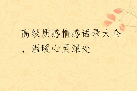 高级质感情感语录大全，温暖心灵深处