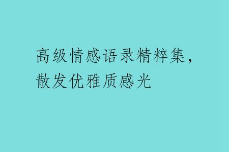 高级情感语录精粹集，散发优雅质感光