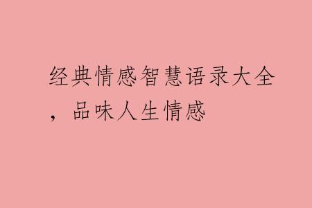 经典情感智慧语录大全，品味人生情感