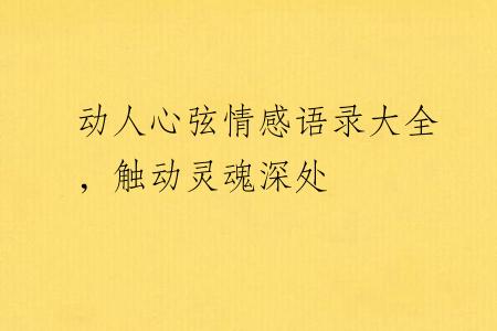 动人心弦情感语录大全，触动灵魂深处