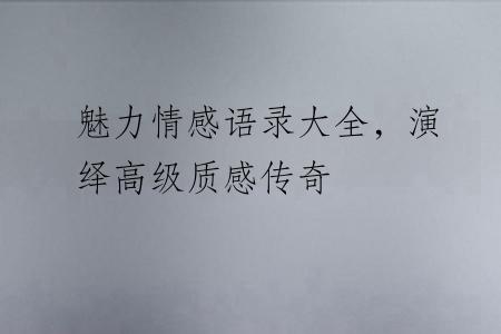 魅力情感语录大全，演绎高级质感传奇