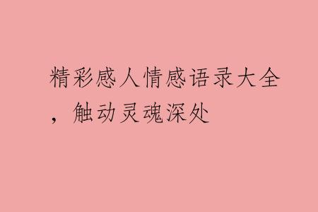 精彩感人情感语录大全，触动灵魂深处