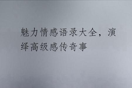 魅力情感语录大全，演绎高级感传奇事