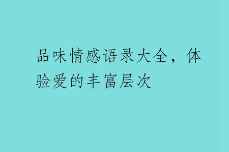 品味情感语录大全，体验爱的丰富层次