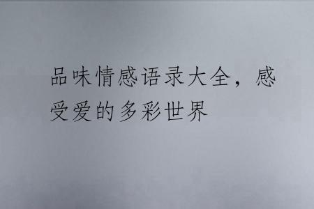 品味情感语录大全，感受爱的多彩世界