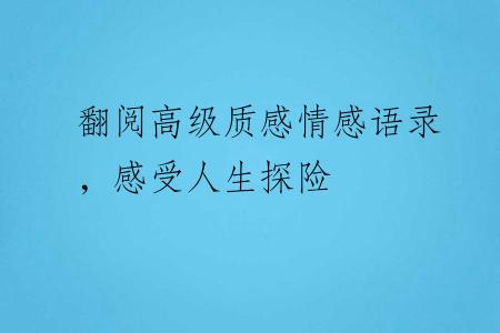 翻阅高级质感情感语录，感受人生探险