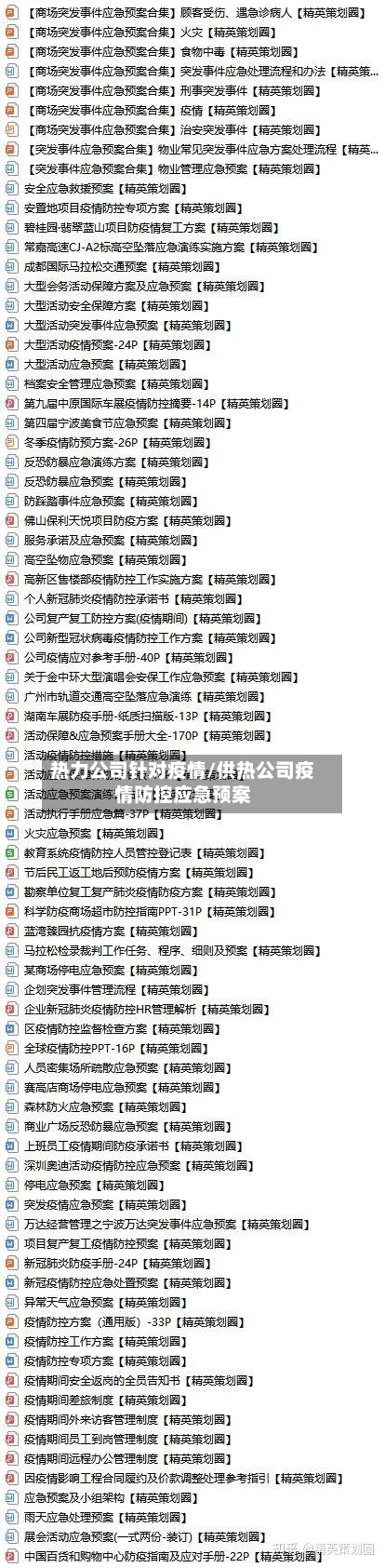 热力公司针对疫情/供热公司疫情防控应急预案