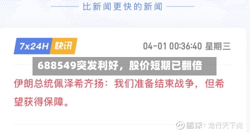 688549突发利好,股价短期已翻倍