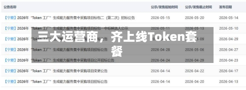三大运营商，齐上线Token套餐