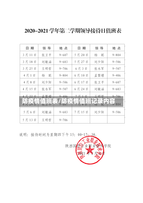 防疫情值班表/防疫情值班记录内容
